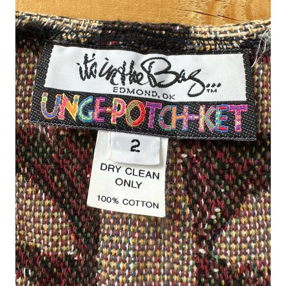 Vintage It’s In The Bag Button Front Vest Size 2 Unge Potch Key Jungle Zebra - Picture 3 of 5